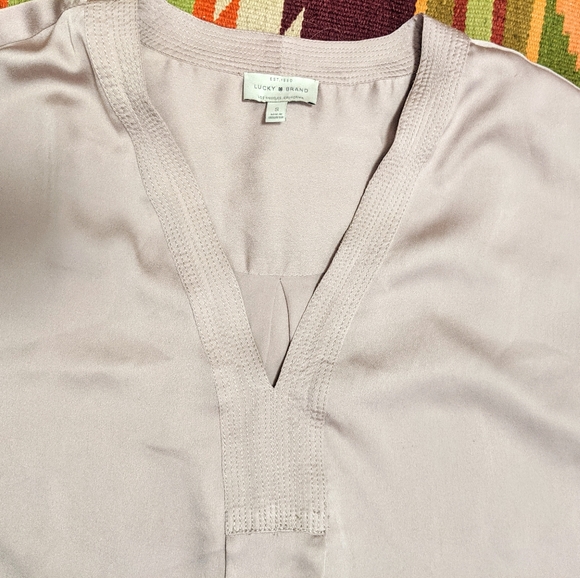 Lucky Brand V Neck Draped Blouse - Picture 6 of 8